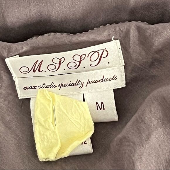 VTG Y2K Max Studio 100% Silk Gray Adjustable Camisole Cami Strap Slip Dress M - Picture 6 of 12